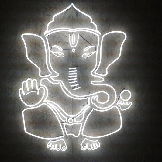White Ganesha neon sign board customised neon light for home temple wall decor