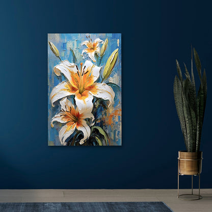 white lily flower canvas wall painting modern floral art for living room decor
