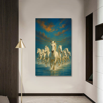 white running horses canvas painting frame wall decor for living room vastu artwork