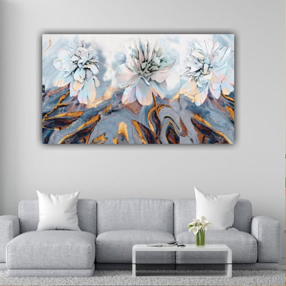 Canvas Painting Flower Art with Frame for Living Room Wall Decoration