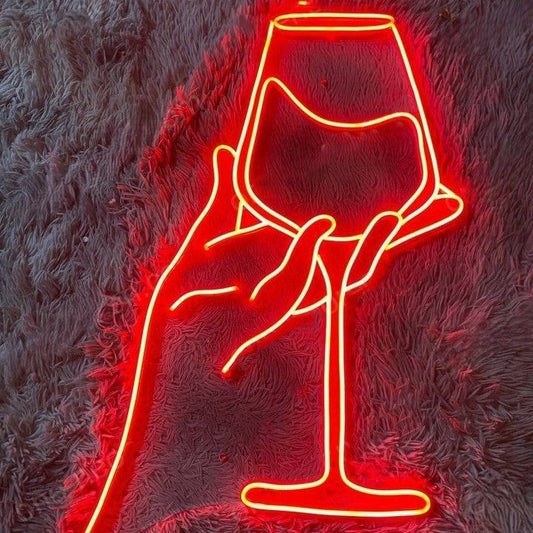 Wine glass neon sign board red custom neon light wall decor