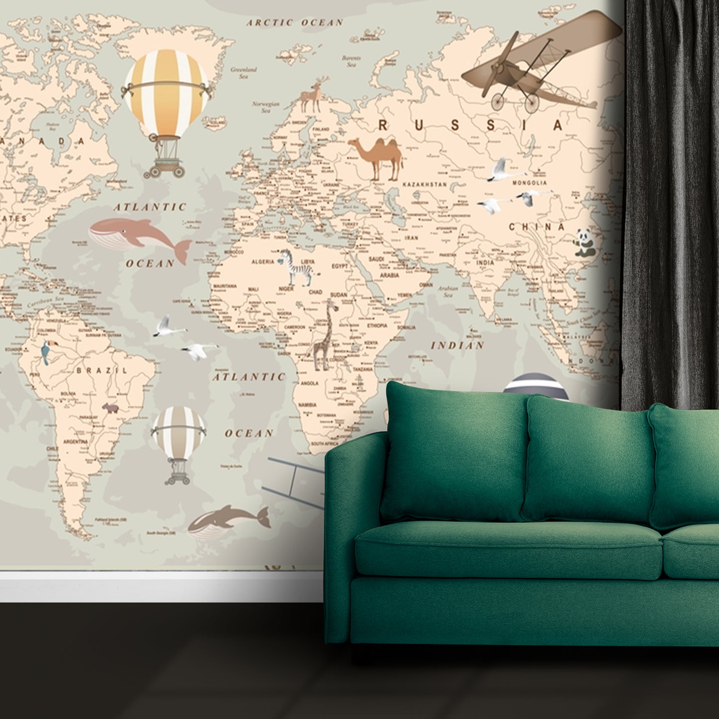 world map ocean wallpaper self adhesive peel and stick 