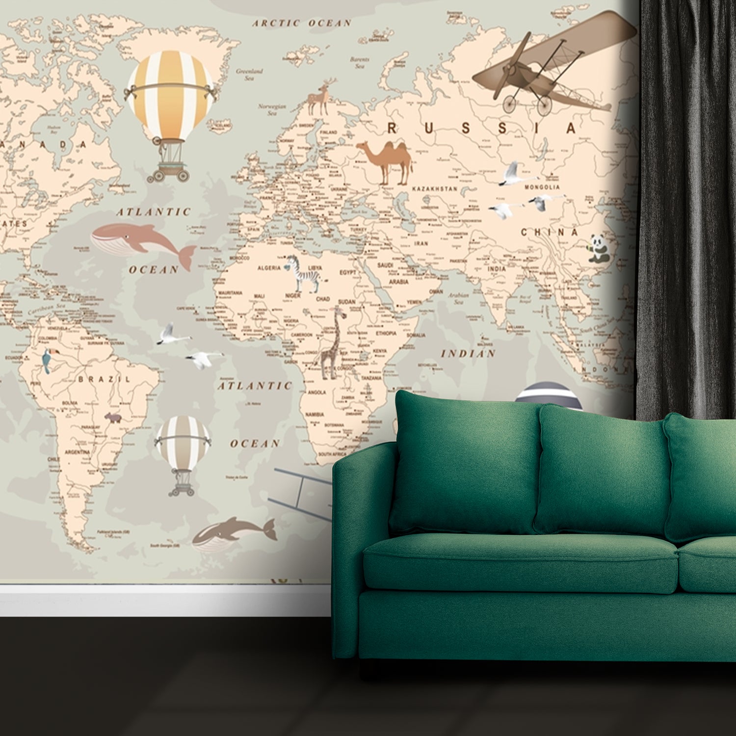 world map ocean wallpaper self adhesive peel and stick