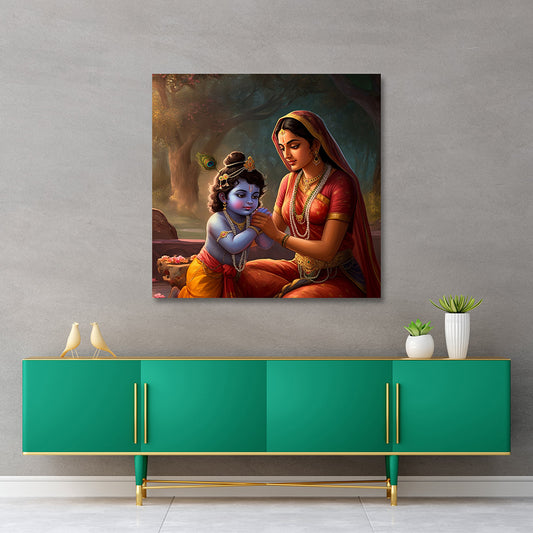 yashoda krishna canvas painting frame wall decor for living room