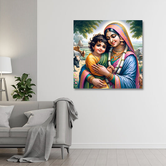 yashoda krishna love canvas painting frame wall decor for living room