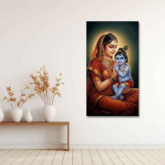 yashoda krishna portrait canvas painting frame wall decor for living room