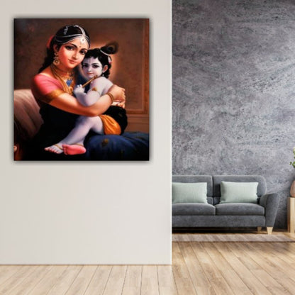Lord Krishna with Yasodha Mata Wall Painting Frame