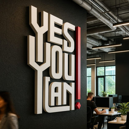 yes you can motivational wall sign office 3d typography decor
