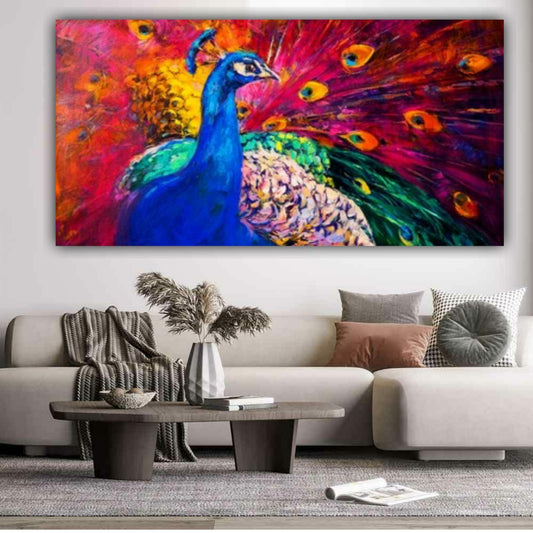 zoom multi colors peacock Abstract Canvas Wall painting Frame for Living Room Wall Decor Gifting